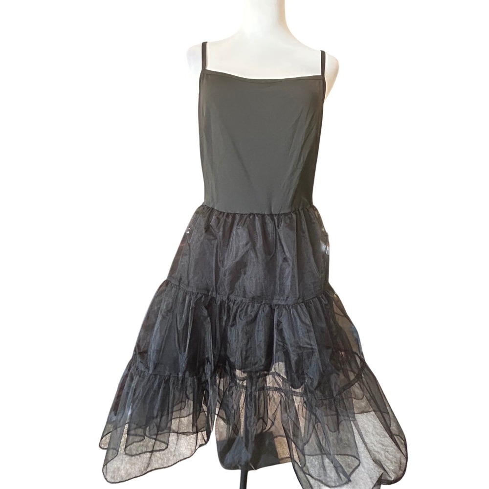 Grace Karin Black 1950s Rockabilly‎ Petticoat Tiered Mesh Slip Medium  SONY